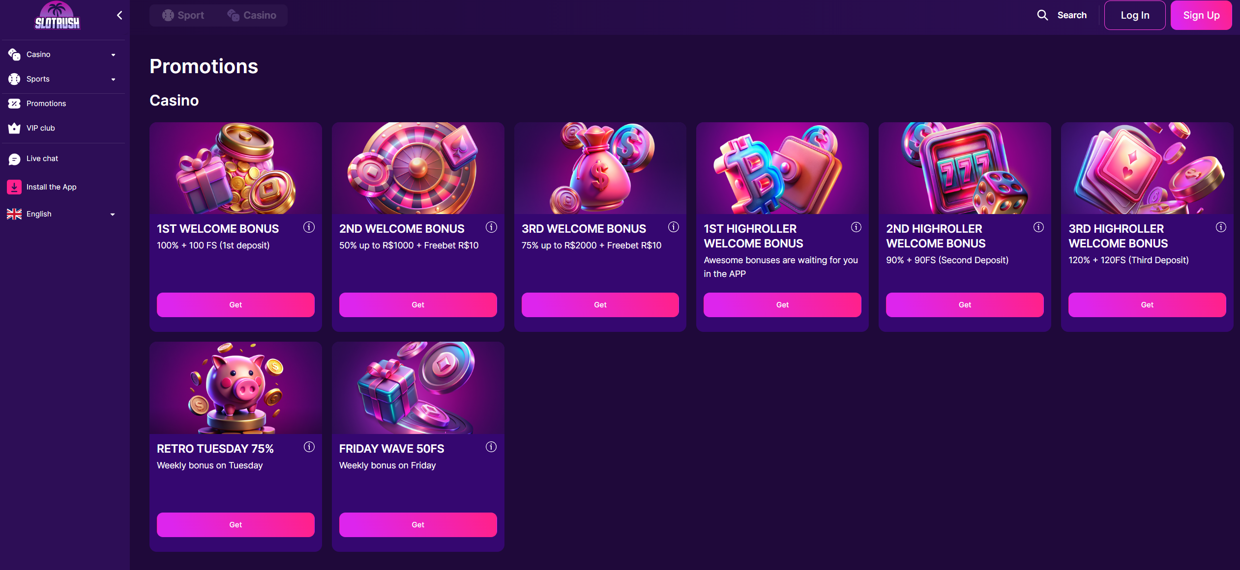 Slotrush Casino Bonuses