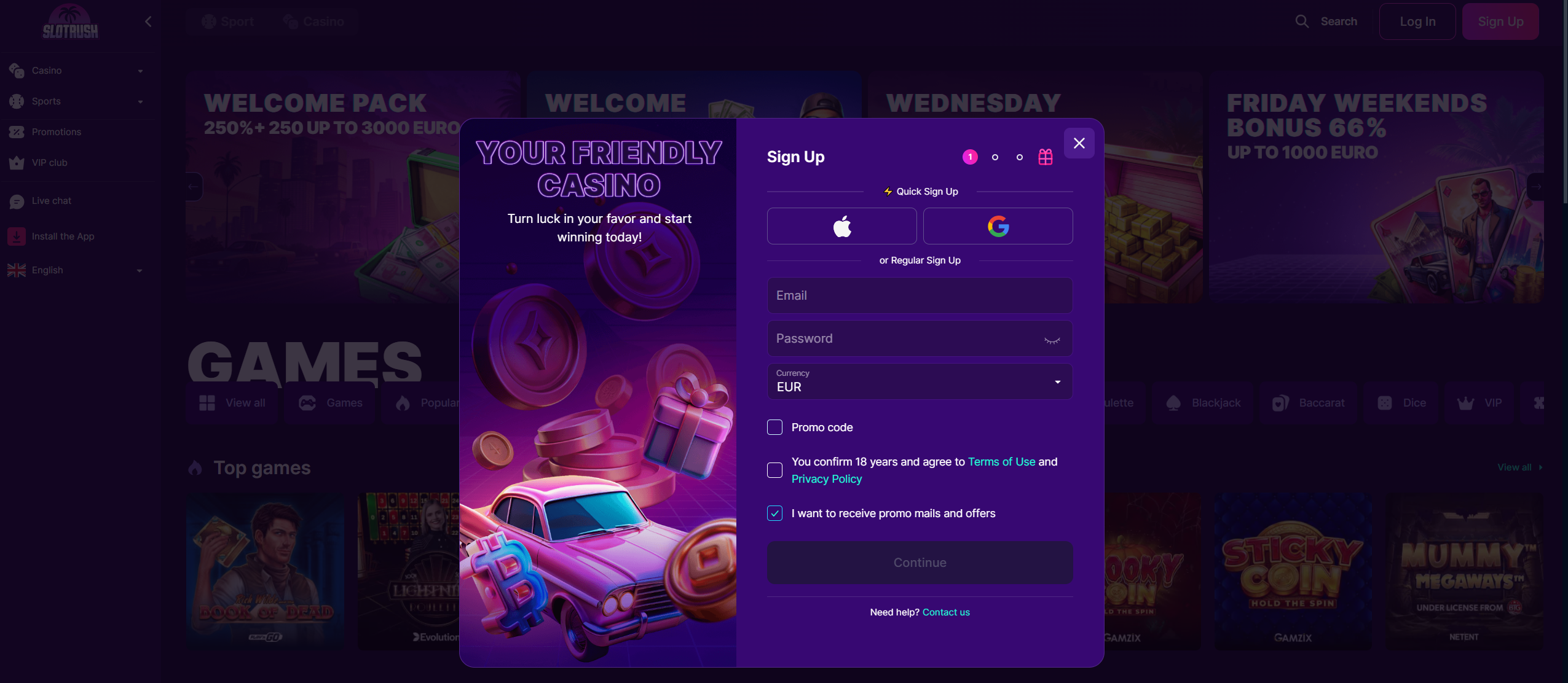 Slotrush Casino Sign Up